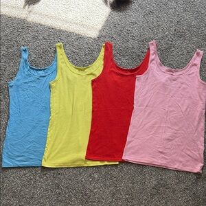 Assorted Ribbed Tank Tops - Blue, Yellow, Red, Pink size large wore